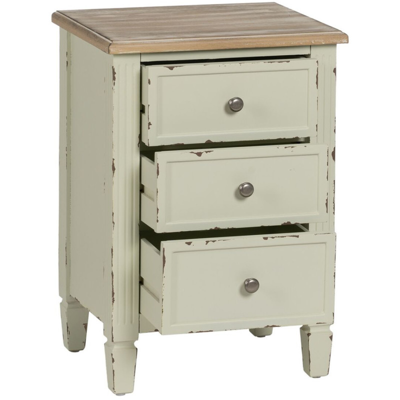 Chevet 3 tiroirs en Bois de sapin Beige Brossé Ailis - 9