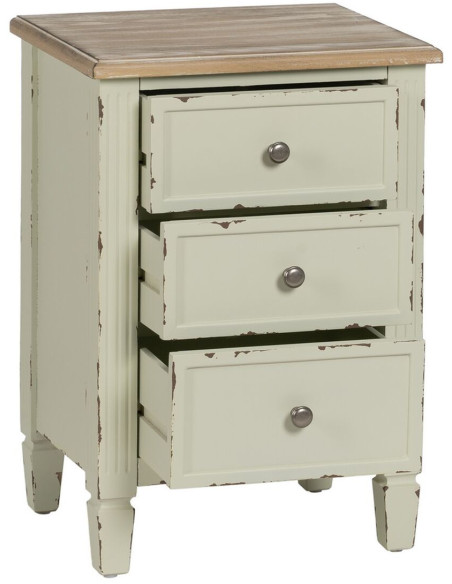 Chevet 3 tiroirs en Bois de sapin Beige Brossé Ailis - 9