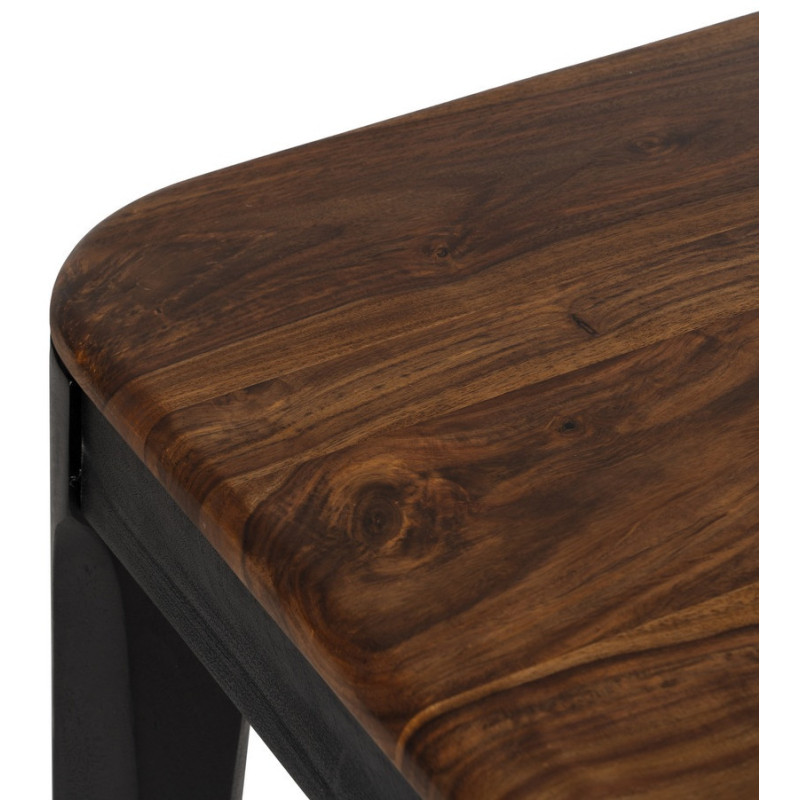 Table à manger moderne Rectangulaire 6 personnes en Bois de manguier Bois de Sheesham Marron Noir Ansel - 3