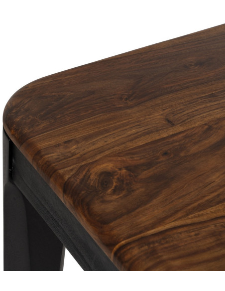 Table à manger moderne Rectangulaire 6 personnes en Bois de manguier Bois de Sheesham Marron Noir Ansel - 3