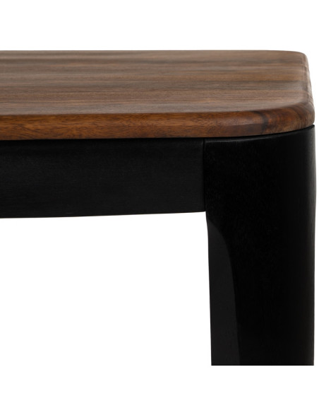 Table à manger moderne Rectangulaire 6 personnes en Bois de manguier Bois de Sheesham Marron Noir Ansel - 5