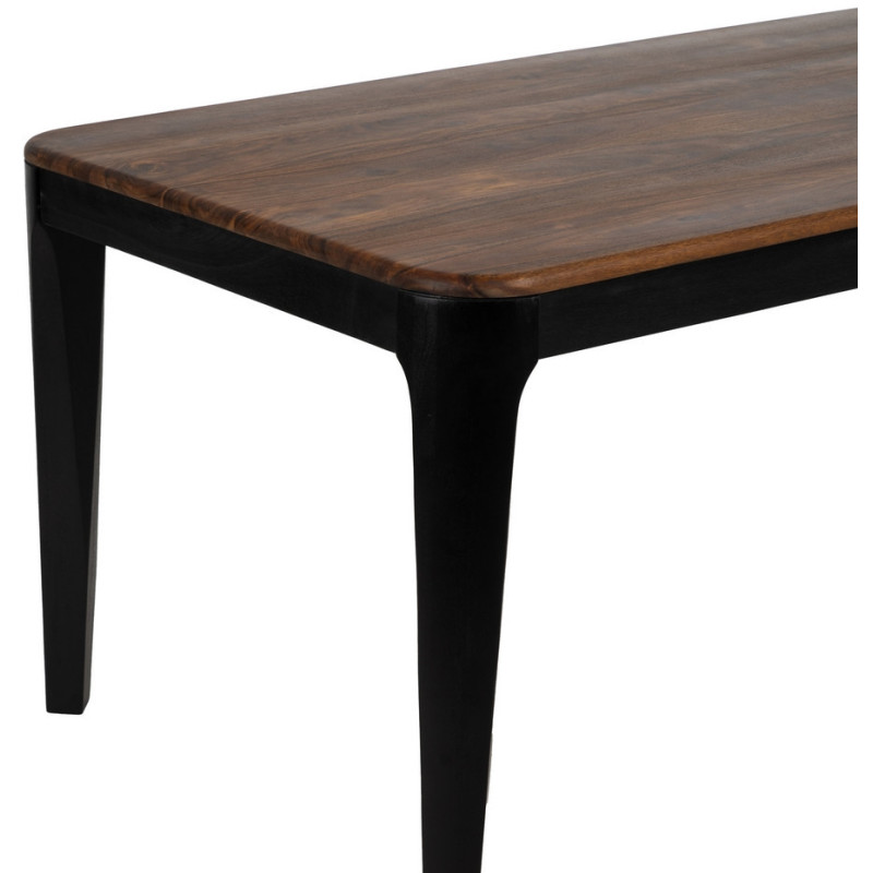 Table à manger moderne Rectangulaire 6 personnes en Bois de manguier Bois de Sheesham Marron Noir Ansel - 6