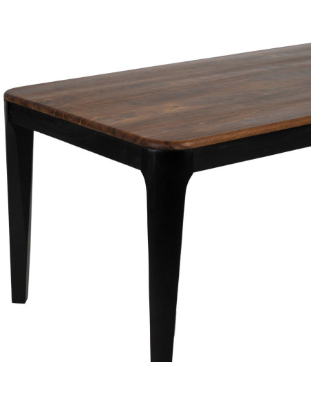 Table à manger moderne Rectangulaire 6 personnes en Bois de manguier Bois de Sheesham Marron Noir Ansel - 6