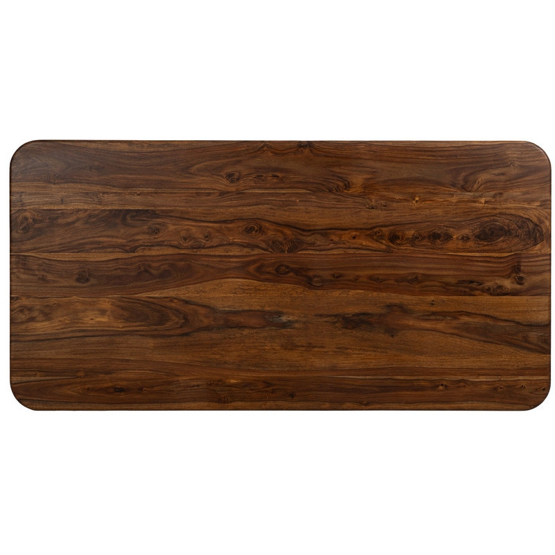 Table à manger moderne Rectangulaire 6 personnes en Bois de manguier Bois de Sheesham Marron Noir Ansel - 7