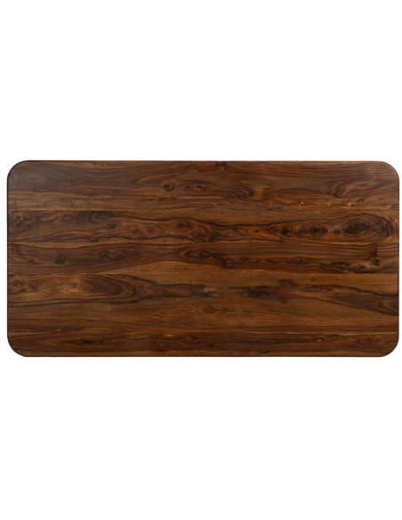 Table à manger moderne Rectangulaire 6 personnes en Bois de manguier Bois de Sheesham Marron Noir Ansel - 7