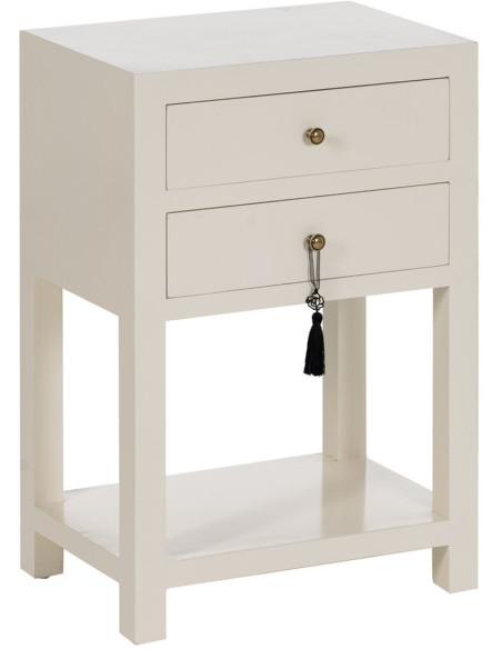 Chevet 2 tiroirs 1 étagère en Bois de sapin Blanc Oriente - 1