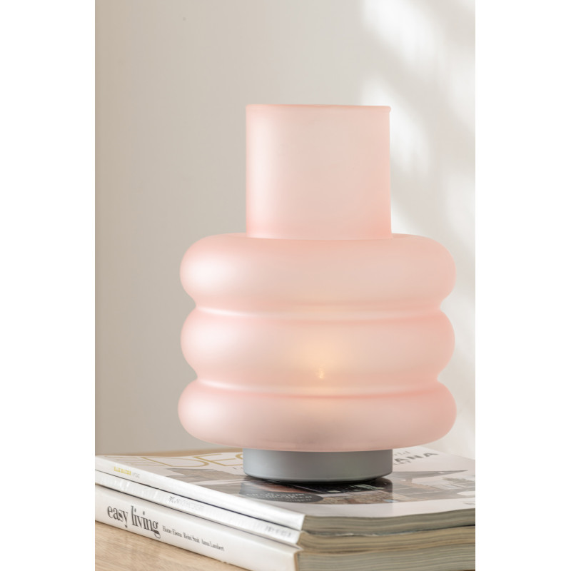 Lampe à poser Led Ring en Verre Rose - 2