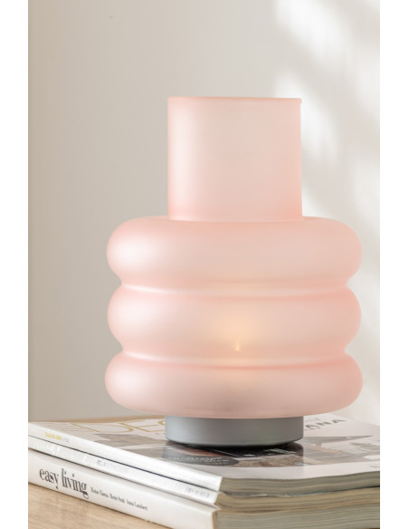 Lampe à poser Led Ring en Verre Rose - 2