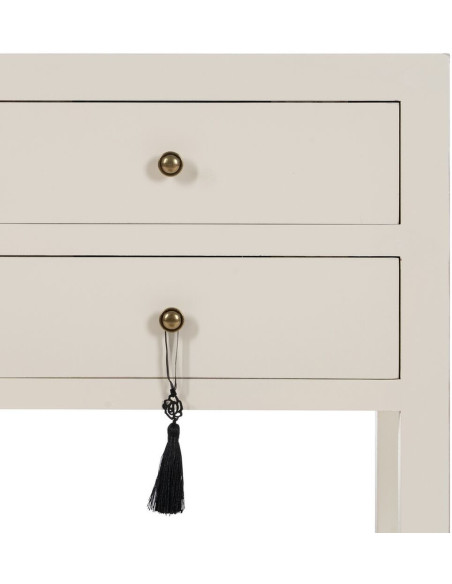 Chevet 2 tiroirs 1 étagère en Bois de sapin Blanc Oriente - 6