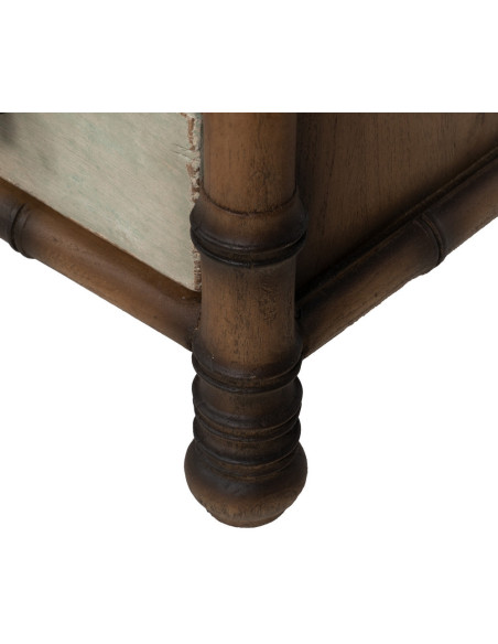 Grande Commode exotique 5 tiroirs en Bois de mindi Marron Effet bambou Blanc crème Vieilli Cova - 11