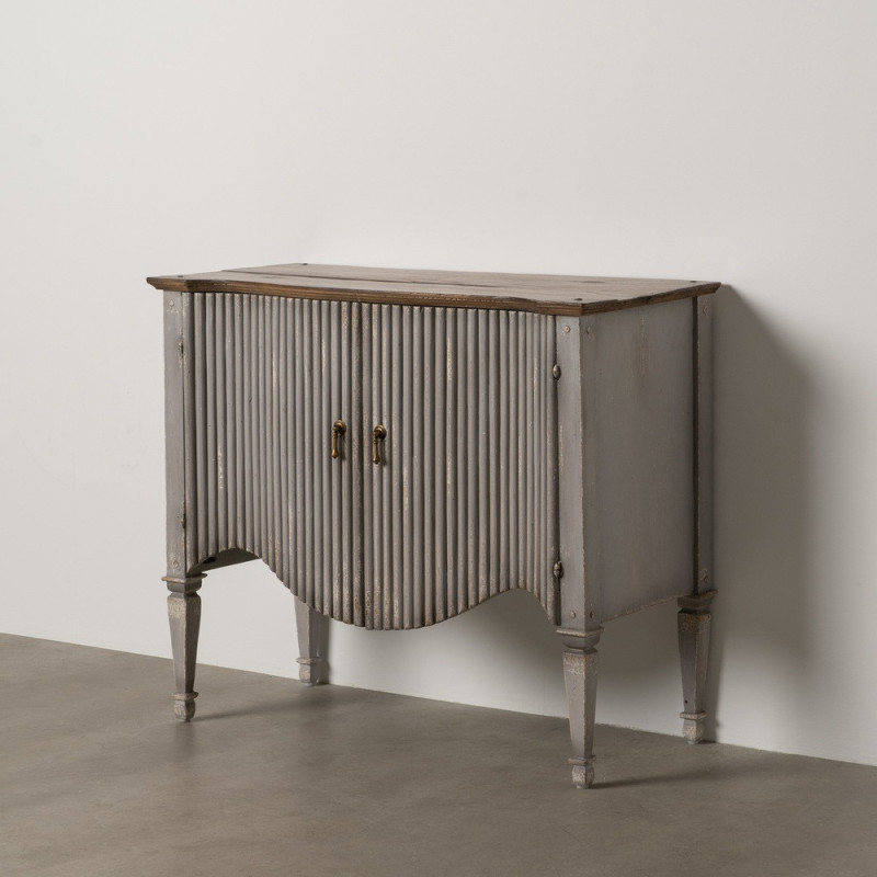 Buffet vintage Bas 2 portes en Bois de mindi Gris Vieilli Naturel Ramiel - 1
