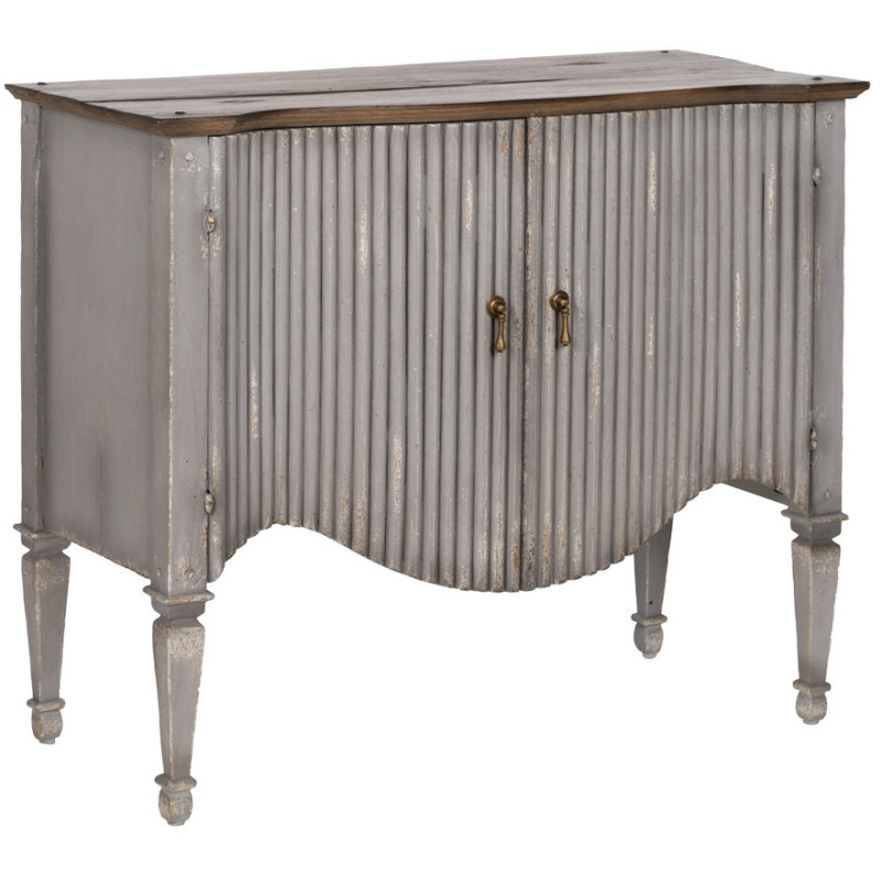 Buffet vintage Bas 2 portes en Bois de mindi Gris Vieilli Naturel Ramiel - 2