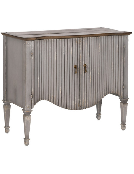 Buffet vintage Bas 2 portes en Bois de mindi Gris Vieilli Naturel Ramiel - 2
