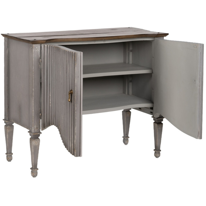 Buffet vintage Bas 2 portes en Bois de mindi Gris Vieilli Naturel Ramiel - 3
