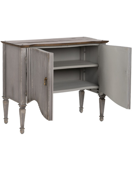 Buffet vintage Bas 2 portes en Bois de mindi Gris Vieilli Naturel Ramiel - 3