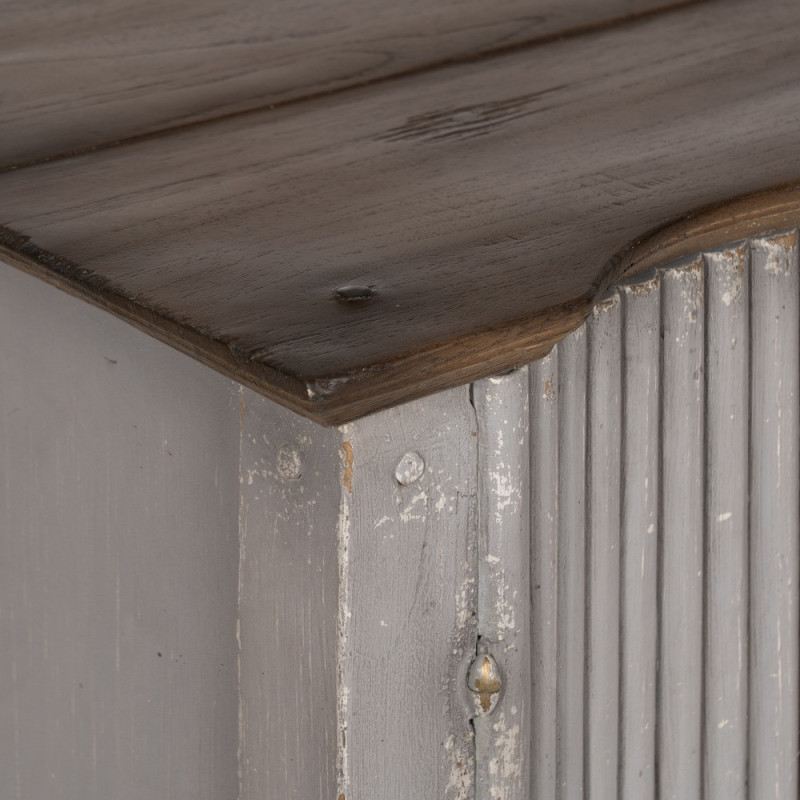 Buffet vintage Bas 2 portes en Bois de mindi Gris Vieilli Naturel Ramiel - 4