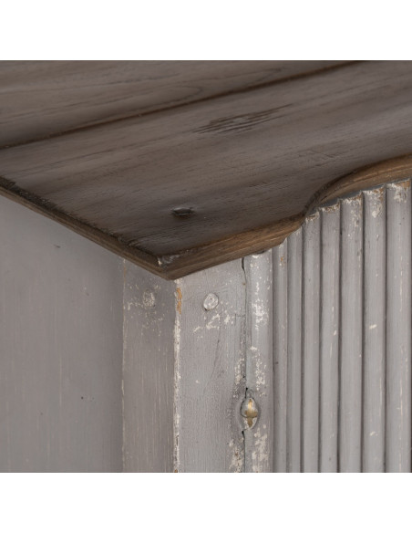Buffet vintage Bas 2 portes en Bois de mindi Gris Vieilli Naturel Ramiel - 4