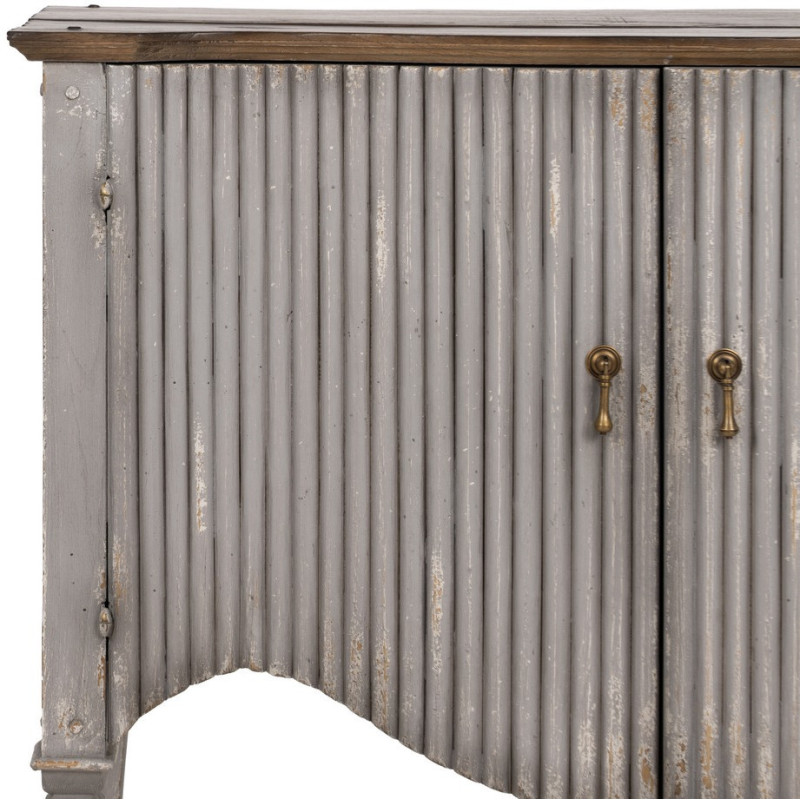 Buffet vintage Bas 2 portes en Bois de mindi Gris Vieilli Naturel Ramiel - 5