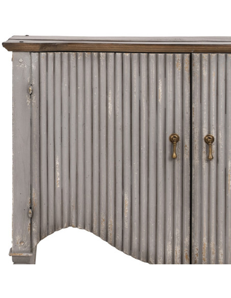Buffet vintage Bas 2 portes en Bois de mindi Gris Vieilli Naturel Ramiel - 5