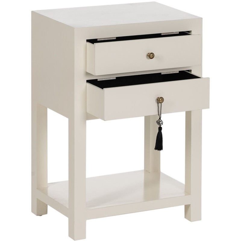 Chevet 2 tiroirs 1 étagère en Bois de sapin Blanc Oriente - 8