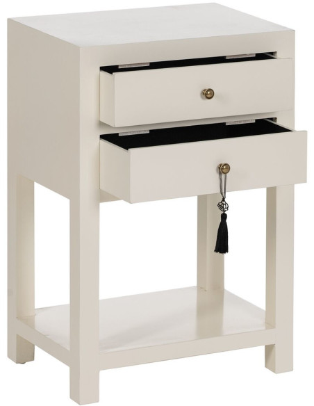 Chevet 2 tiroirs 1 étagère en Bois de sapin Blanc Oriente - 8