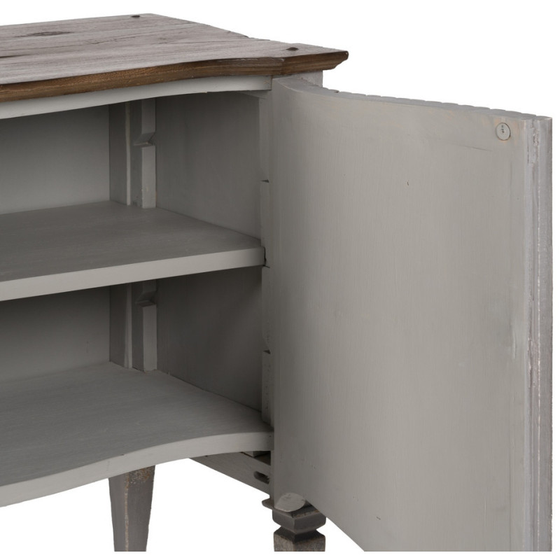 Buffet vintage Bas 2 portes en Bois de mindi Gris Vieilli Naturel Ramiel - 6