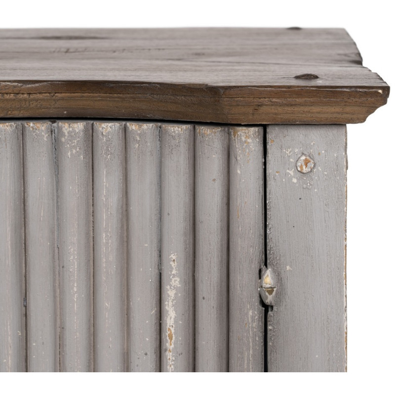 Buffet vintage Bas 2 portes en Bois de mindi Gris Vieilli Naturel Ramiel - 9