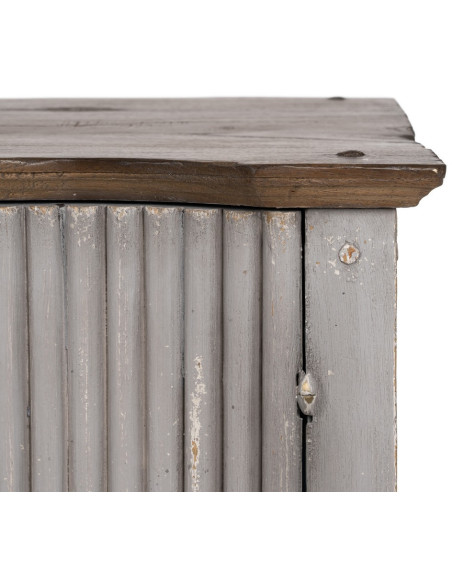 Buffet vintage Bas 2 portes en Bois de mindi Gris Vieilli Naturel Ramiel - 9
