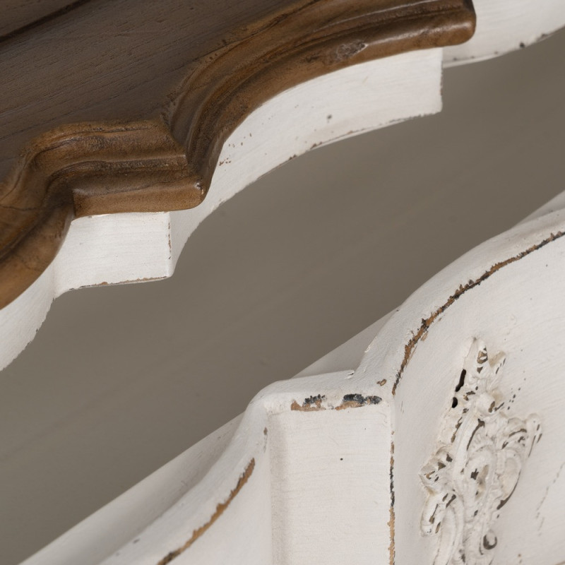 Grande Commode vintage 3 tiroirs en Bois de mindi Blanc crème Vieilli Naturel Naia - 8