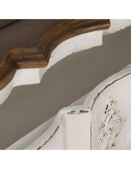 Grande Commode vintage 3 tiroirs en Bois de mindi Blanc crème Vieilli Naturel Naia - 8