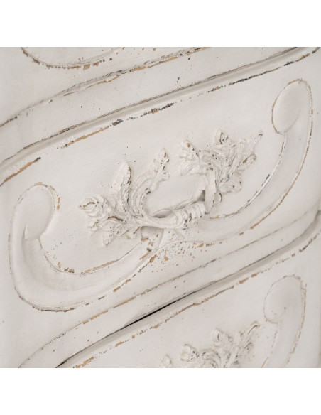 Grande Commode vintage 3 tiroirs en Bois de mindi Blanc crème Vieilli Naturel Naia - 9