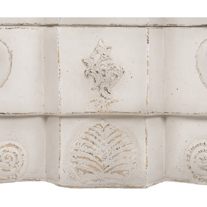 Grande Commode vintage 3 tiroirs en Bois de mindi Blanc crème Vieilli Naturel Naia - 10