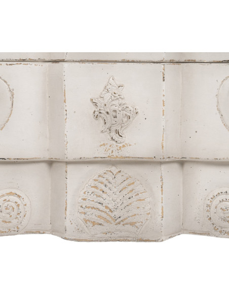 Grande Commode vintage 3 tiroirs en Bois de mindi Blanc crème Vieilli Naturel Naia - 10