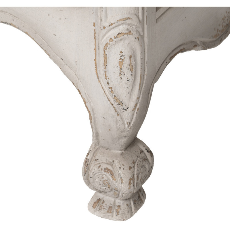 Grande Commode vintage 3 tiroirs en Bois de mindi Blanc crème Vieilli Naturel Naia - 11