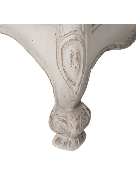 Grande Commode vintage 3 tiroirs en Bois de mindi Blanc crème Vieilli Naturel Naia - 11