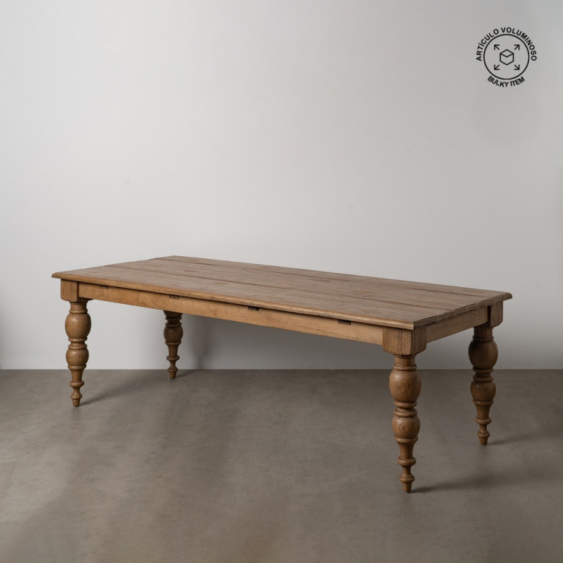 Grande Table à manger rustique chic Rectangulaire 8 personnes en Bois de chêne recyclé Naturel Lisandro - 1