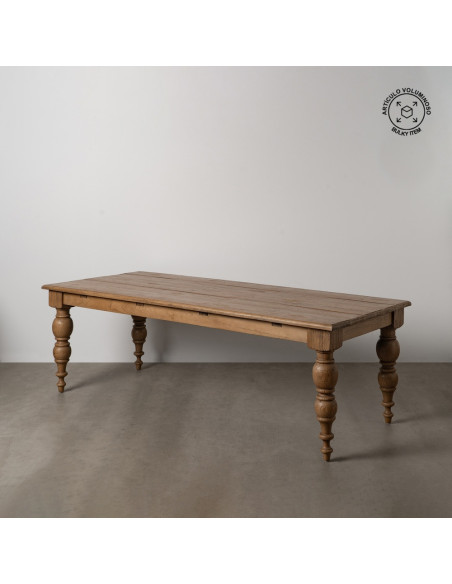 Grande Table à manger rustique chic Rectangulaire 8 personnes en Bois de chêne recyclé Naturel Lisandro - 1