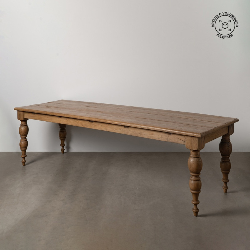 Grande Table à manger rustique chic Rectangulaire 12 personnes en Bois de chêne recyclé Naturel Lisandro - 1