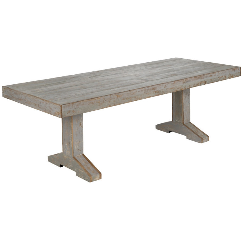 Grande Table à manger vintage Rectangulaire 8 personnes en Bois recyclé Gris Vieilli Naturel Mauro - 2