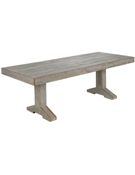 Grande Table à manger vintage Rectangulaire 8 personnes en Bois recyclé Gris Vieilli Naturel Mauro - 2