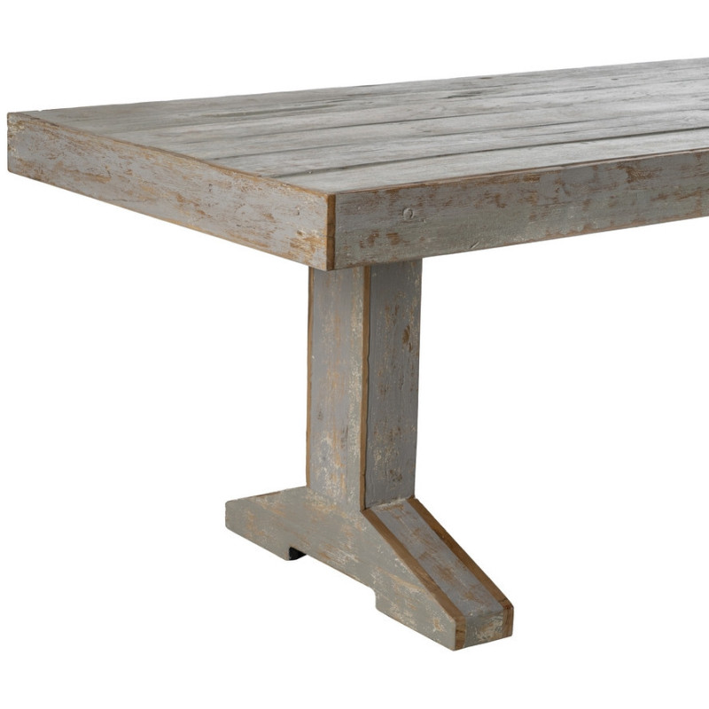 Grande Table à manger vintage Rectangulaire 8 personnes en Bois recyclé Gris Vieilli Naturel Mauro - 4