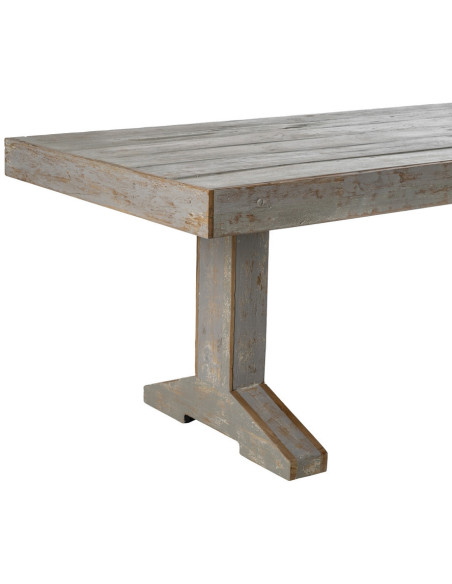 Grande Table à manger vintage Rectangulaire 8 personnes en Bois recyclé Gris Vieilli Naturel Mauro - 4