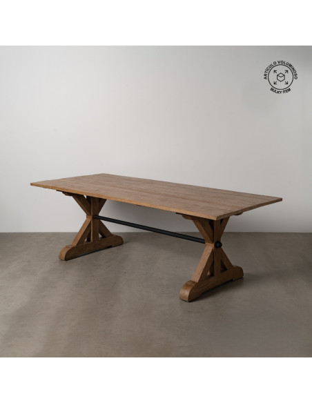 Grande Table à manger rustique chic Rectangulaire 8 personnes en Bois de chêne recyclé Marron Métal Noir Zuelia - 1