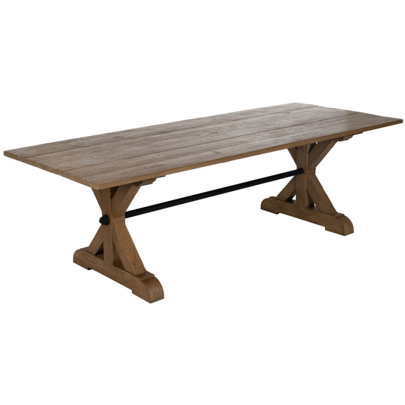 Grande Table à manger rustique chic Rectangulaire 8 personnes en Bois de chêne recyclé Marron Métal Noir Zuelia - 2