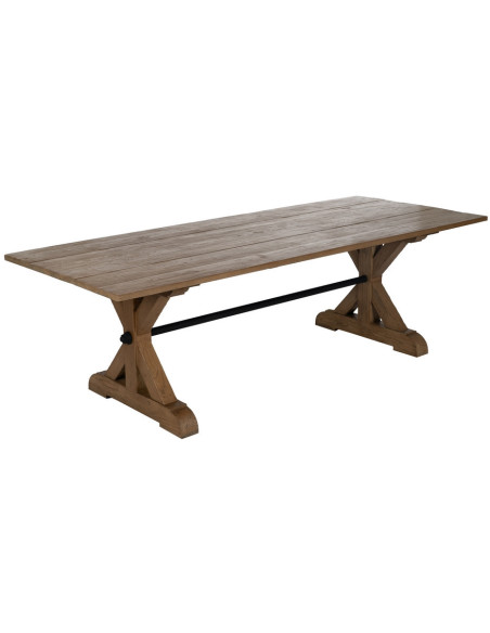 Grande Table à manger rustique chic Rectangulaire 8 personnes en Bois de chêne recyclé Marron Métal Noir Zuelia - 2