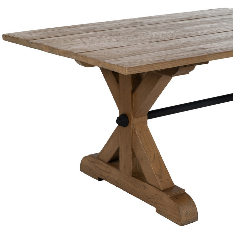 Grande Table à manger rustique chic Rectangulaire 8 personnes en Bois de chêne recyclé Marron Métal Noir Zuelia - 4