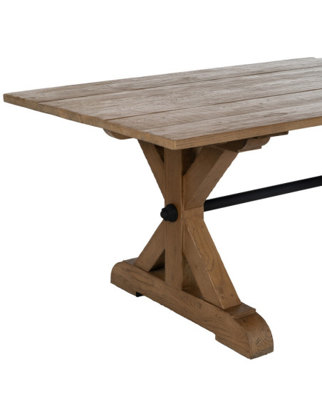 Grande Table à manger rustique chic Rectangulaire 8 personnes en Bois de chêne recyclé Marron Métal Noir Zuelia - 4