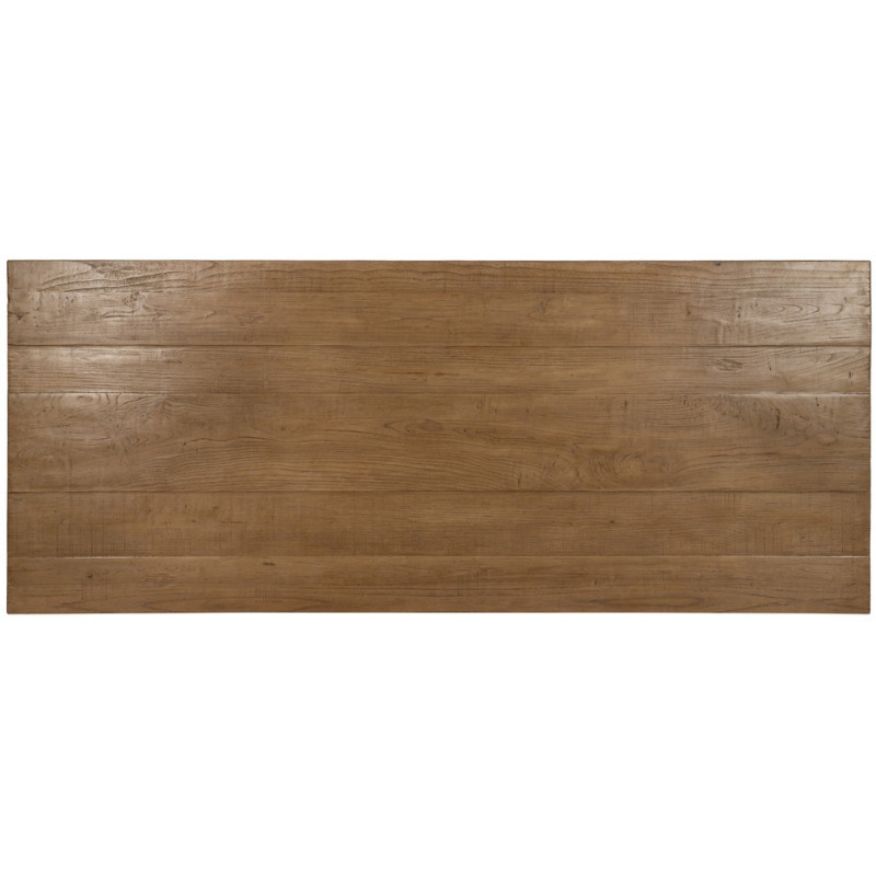 Grande Table à manger rustique chic Rectangulaire 8 personnes en Bois de chêne recyclé Marron Métal Noir Zuelia - 8