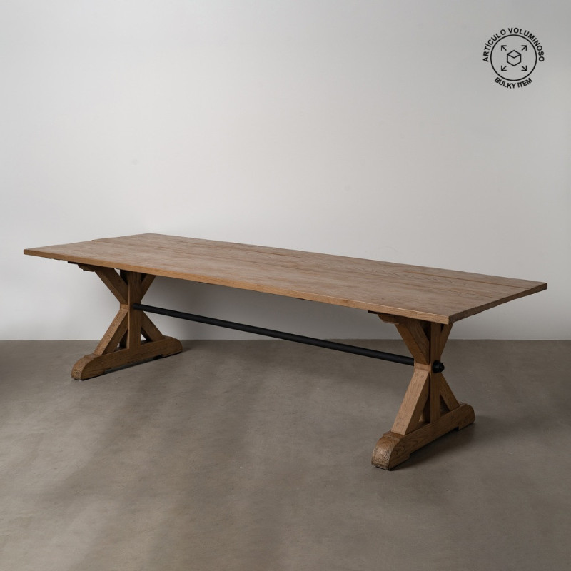 Grande Table à manger rustique chic Rectangulaire 12 personnes en Bois de chêne recyclé Marron Métal Noir Zuelia - 1