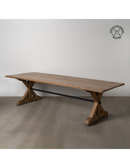 Grande Table à manger rustique chic Rectangulaire 12 personnes en Bois de chêne recyclé Marron Métal Noir Zuelia - 1